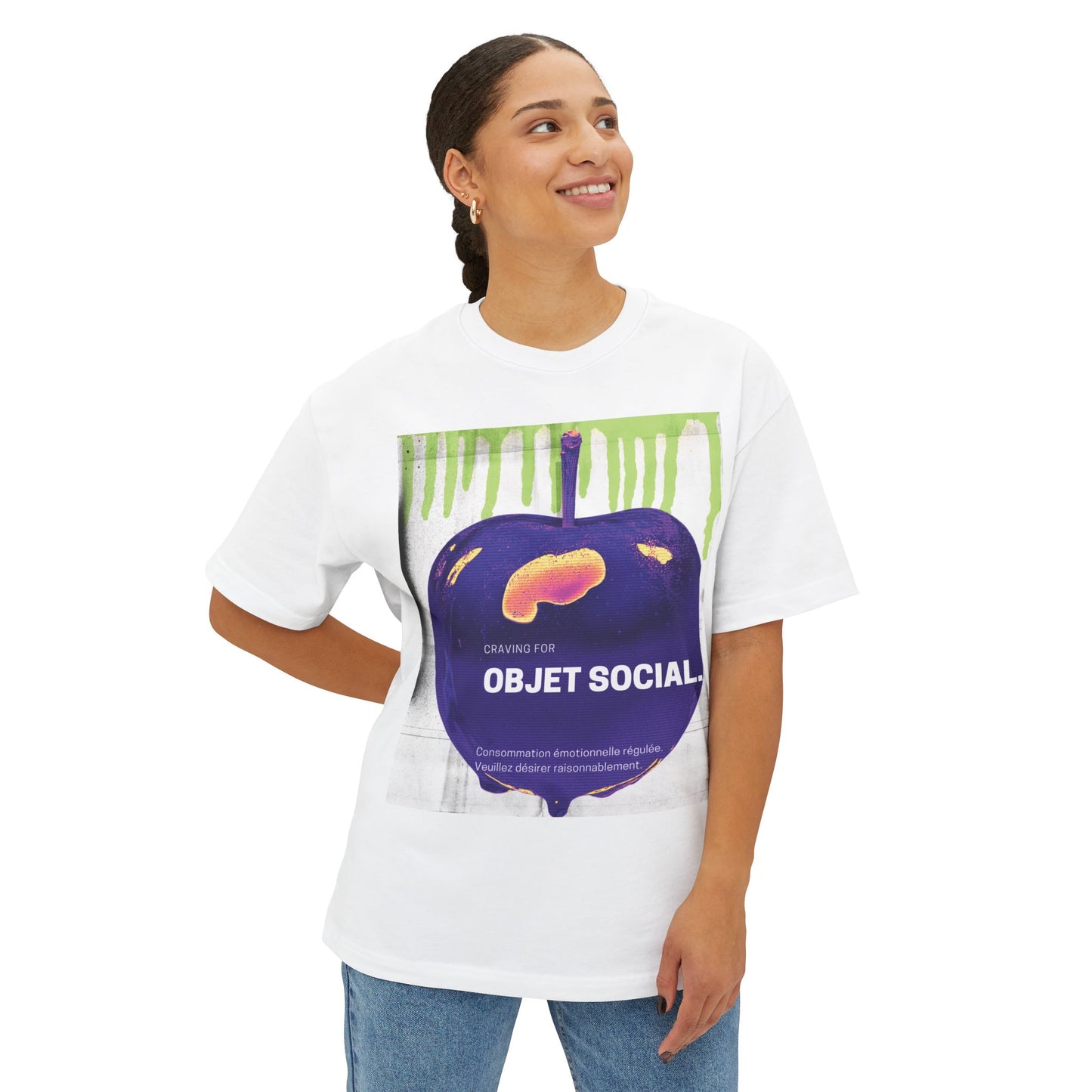 Graphic Tee — 'OBJET SOCIAL' Purple Apple Art Print